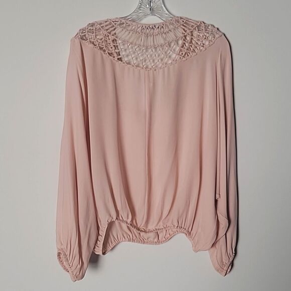 NWT Chelsea Flower XS S M Silk Crochet Peasant LagenLook Cottagecore Blouse Top - Picture 9 of 12